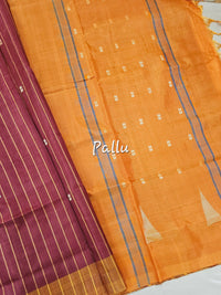 Chinnalampattu Saree- Dark Red with Orange