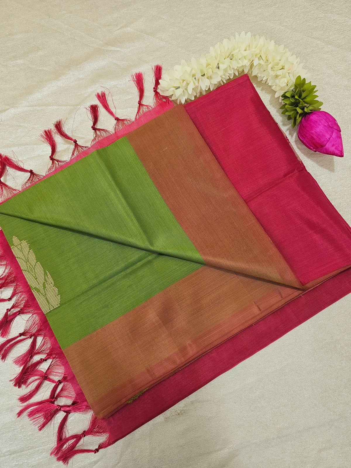 Chinnalampattu Saree - Green with Red