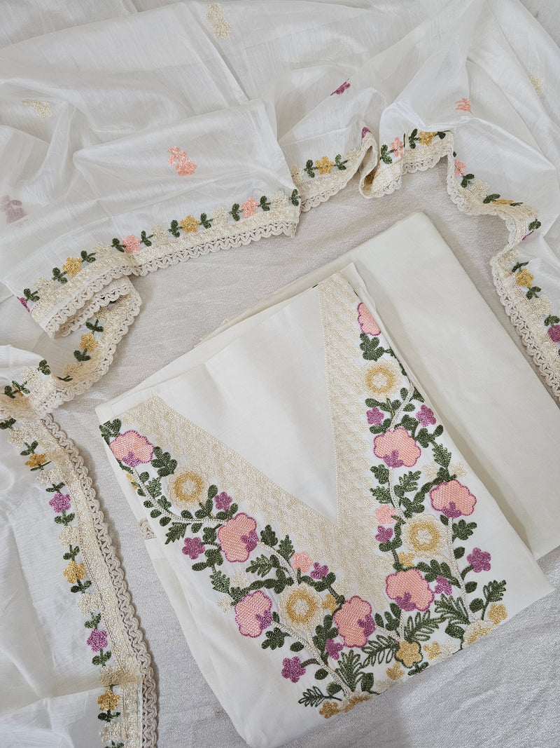 Soft Silk with Heavy Neck - Cream