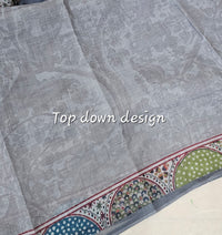 Linen with Kantha Unstitched Salwar - Grey