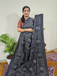 Bhagalpuri with Batik Print - Grey with Dark Sea Green