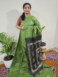 Bhagalpuri with Batik Print - Green With Grey
