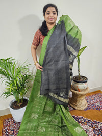 Bhagalpuri with Batik Print - Green With Grey