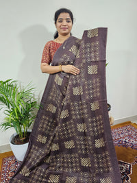 Bhagalpuri with Batik Print - Brown with Honey Brown