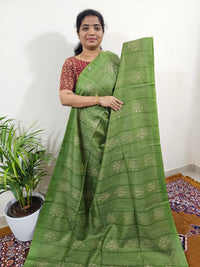 Bhagalpuri with Batik Print - Green with Grey