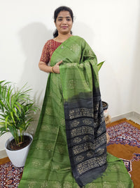 Bhagalpuri with Batik Print - Green with Grey