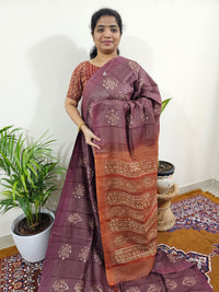 Bhagalpuri with Batik Print - Brown with Honey Brown