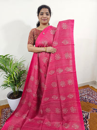 Bhagalpuri with Batik Print - Pink with Maroon