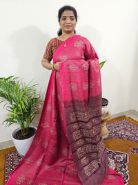 Bhagalpuri with Batik Print - Pink with Maroon