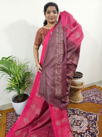 Bhagalpuri with Batik Print - Pink with Maroon