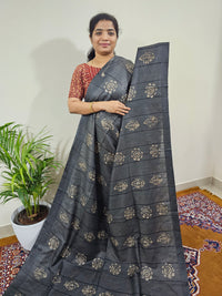 Bhagalpuri with Batik Print - Grey with Red