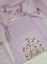 Semi Tussar Kota Unstitched Salwar - Pastel Purple