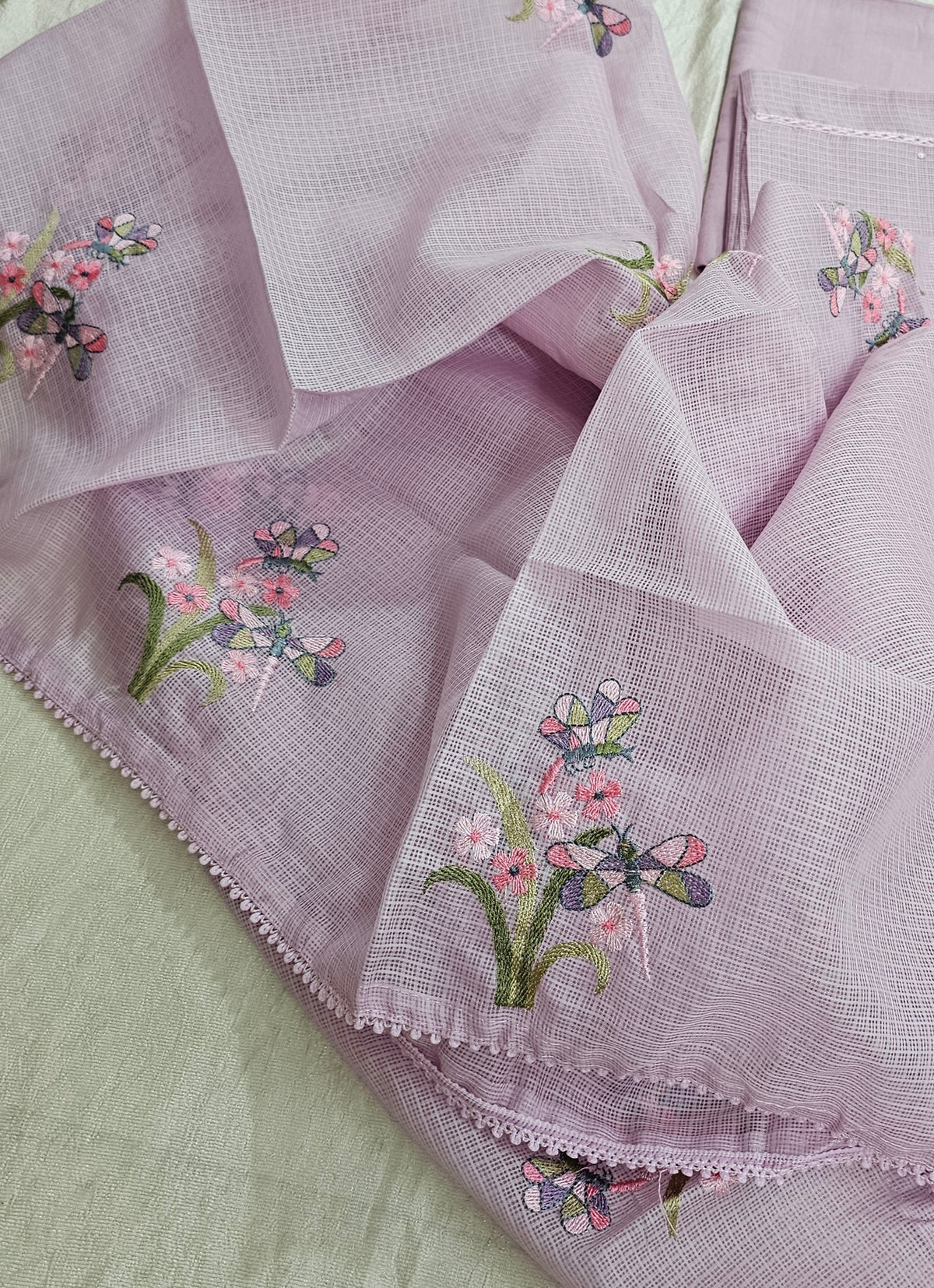 Semi Tussar Kota Unstitched Salwar - Pastel Purple