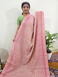 Linen Tissue with Digital Printed Sarees - Peachish Pink