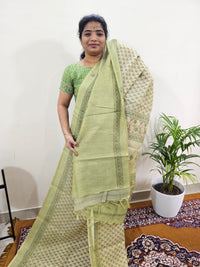Linen Tissue with Digital Printed Sarees - Green