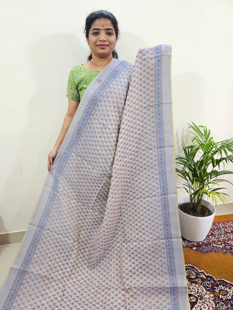 Linen Tissue with Digital Printed Sarees - Violet