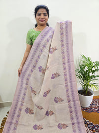 Linen Tissue with Digital Printed Sarees - Purple