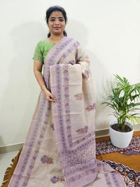 Linen Tissue with Digital Printed Sarees - Purple