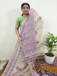 Linen Tissue with Digital Printed Sarees - Purple