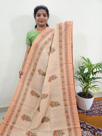 Linen Tissue with Digital Printed Sarees - Orange