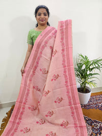 Linen Tissue with Digital Printed Sarees - Pink
