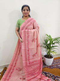 Linen Tissue with Digital Printed Sarees - Pink