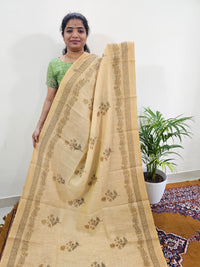 Linen Tissue with Digital Printed Sarees - Mustard