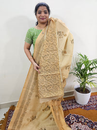 Linen Tissue with Digital Printed Sarees - Mustard