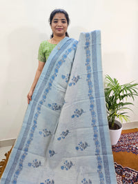 Linen Tissue with Digital Printed Sarees - Blue