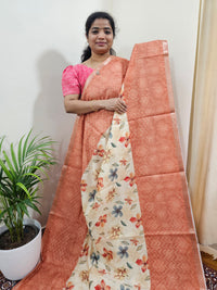 Soft Semi Tussar Zari Weaving  Border - Brown