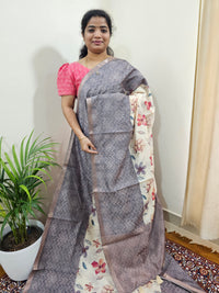 Soft Semi Tussar Zari Weaving  Border - Grey