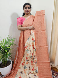 Soft Semi Tussar Zari Weaving  Border - Brown