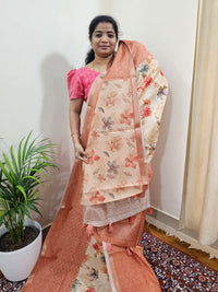 Soft Semi Tussar Zari Weaving  Border - Brown