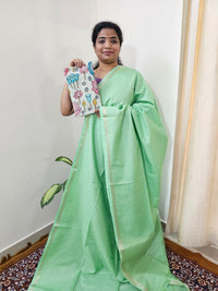 Pastel Bhagalpuri with Matching Blouse - Green