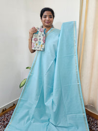 Pastel Bhagalpuri with Matching Blouse - Blue