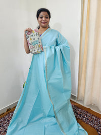 Pastel Bhagalpuri with Matching Blouse - Blue