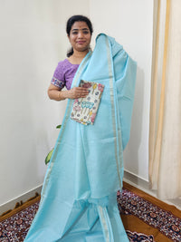 Pastel Bhagalpuri with Matching Blouse - Blue