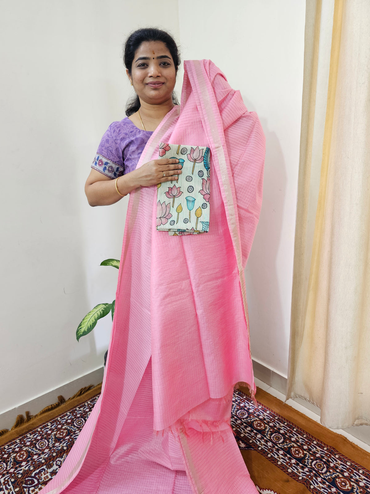 Pastel Bhagalpuri with Matching Blouse - Pink
