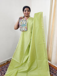 Pastel Bhagalpuri with Matching Blouse - Lime Green