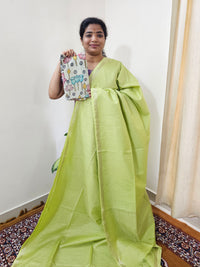 Pastel Bhagalpuri with Matching Blouse - Lime Green