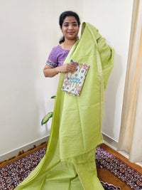 Pastel Bhagalpuri with Matching Blouse - Lime Green