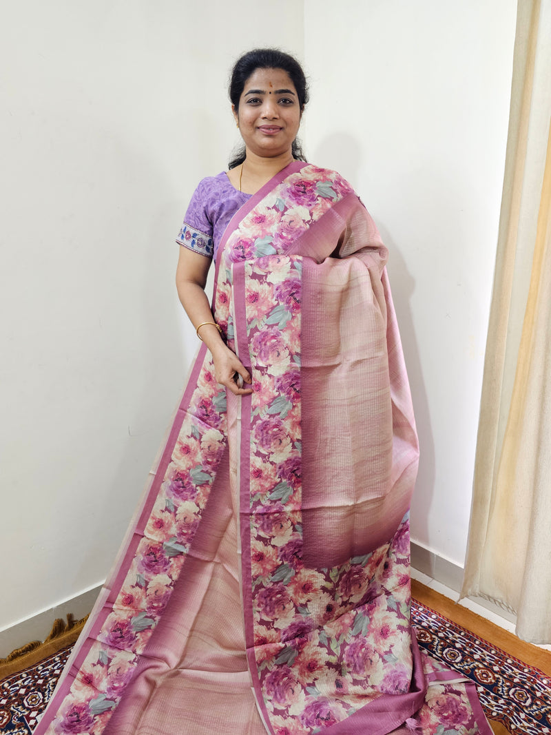 Designer Soft Santin with Digital Prints - Pink