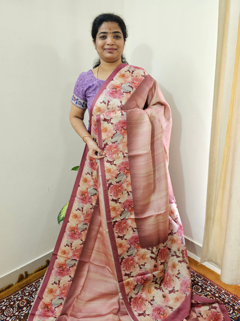 Designer Soft Santin with Digital Prints - Onion Pink