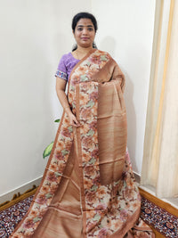 Designer Soft Santin with Digital Prints - Brown