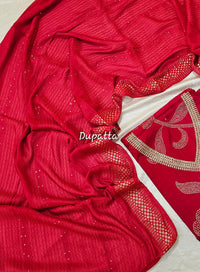 Modal Silk Unstitched Salwar - Red