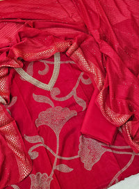 Modal Silk Unstitched Salwar - Red