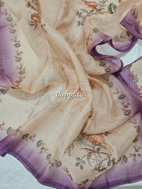 Linen Silk Bledned Tissue Unstitched Salwar Suit  - Lavender