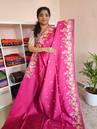 Semi Raw Silk with Emboridery - Pink