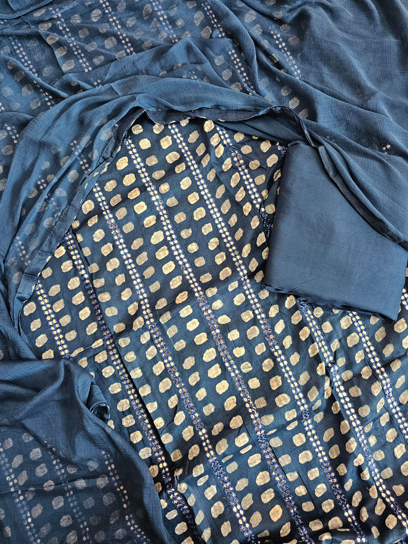 Soft Cotton Unstitched Salwar - Peacock Blue