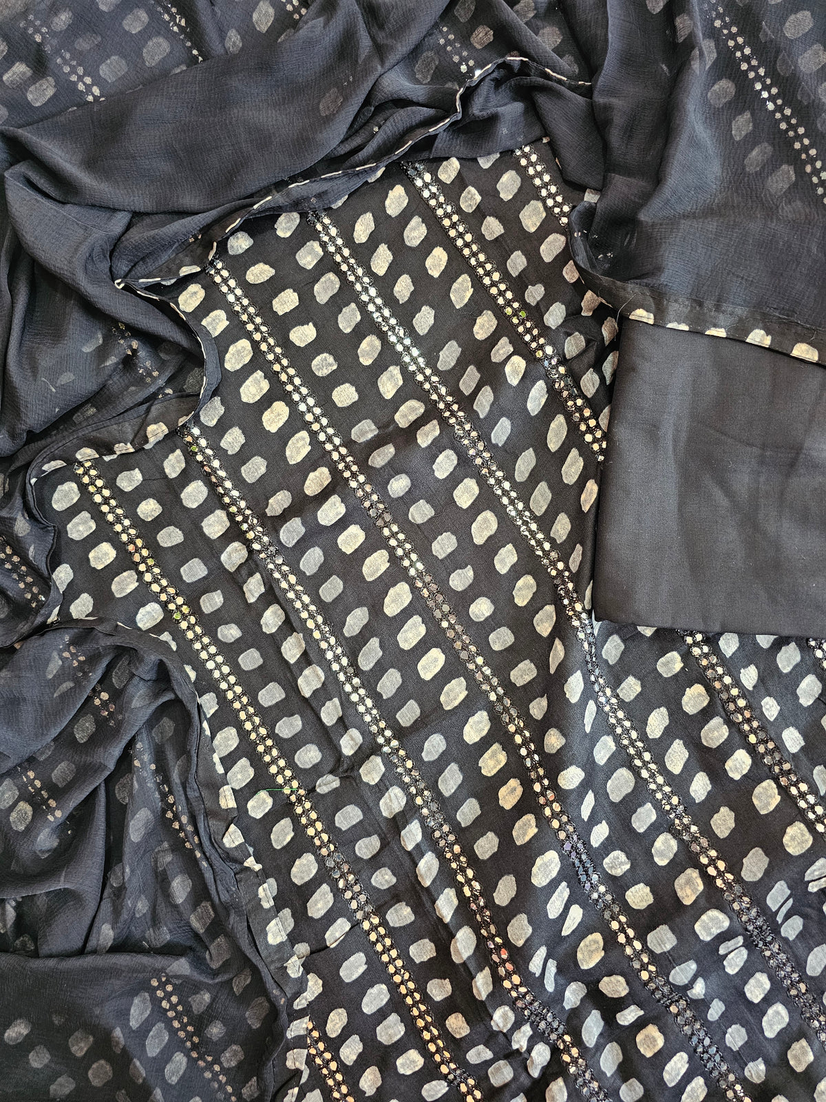 Soft Cotton Unstitched Salwar - Black
